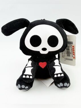 Skelanimals Dax Dog Plush 4” Tags Missing Clip-On 2006 Vintage Skeleton Heart